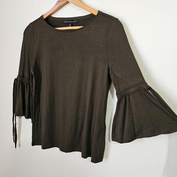 NWT WHITE HOSUE BLACK MARKET OLIVE GREEN BELL 3/4 SLEEVES BLOUSE TOP SIZE XS - Picture 1 of 11